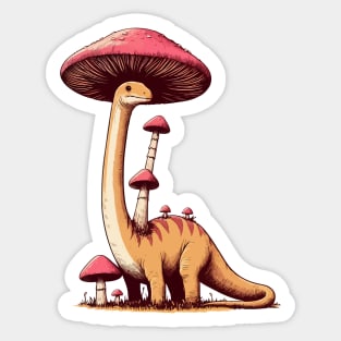 Kawaii simple Mushroom Hat Dinosaur Bronotosaurus Sticker